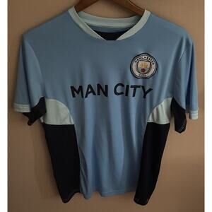Manchester City Mens Soccer Jersey M Blue Patch Logo Training Man City Sports
